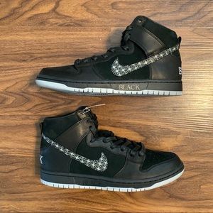 NEW NIKE SB ZOOM DUNK HIGH PRO QS BLACK BAR SZ 9.5